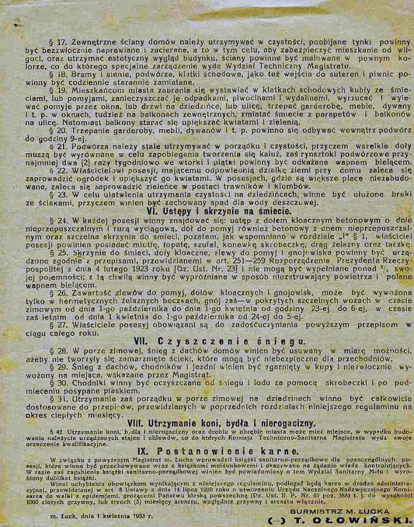 KKE 5925-2a.jpg - Dok. Zarządzenia oraz Przepisy sanitarne, Łuck, 13 IV/1IV 1938 r.